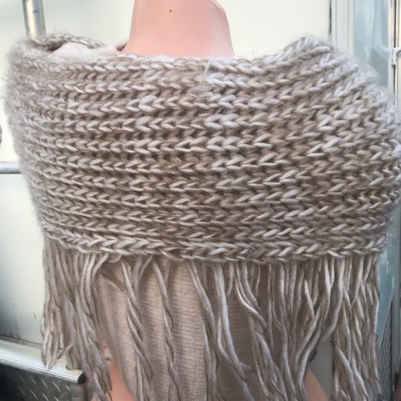 poncho handmade button fringe cape tan brown nude ombré bohemian gypsy glam doll - Picture 8 of 9